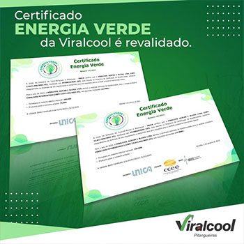Viralcool é Recertificada no Selo Energia Verde